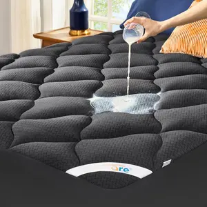 Mattress Pad, Quilted Fitted Mattress Topper with Deep Pocket 6"-18", Breathable & Noiseless Mattress Protector Bed Cover Padded, Machine Washable