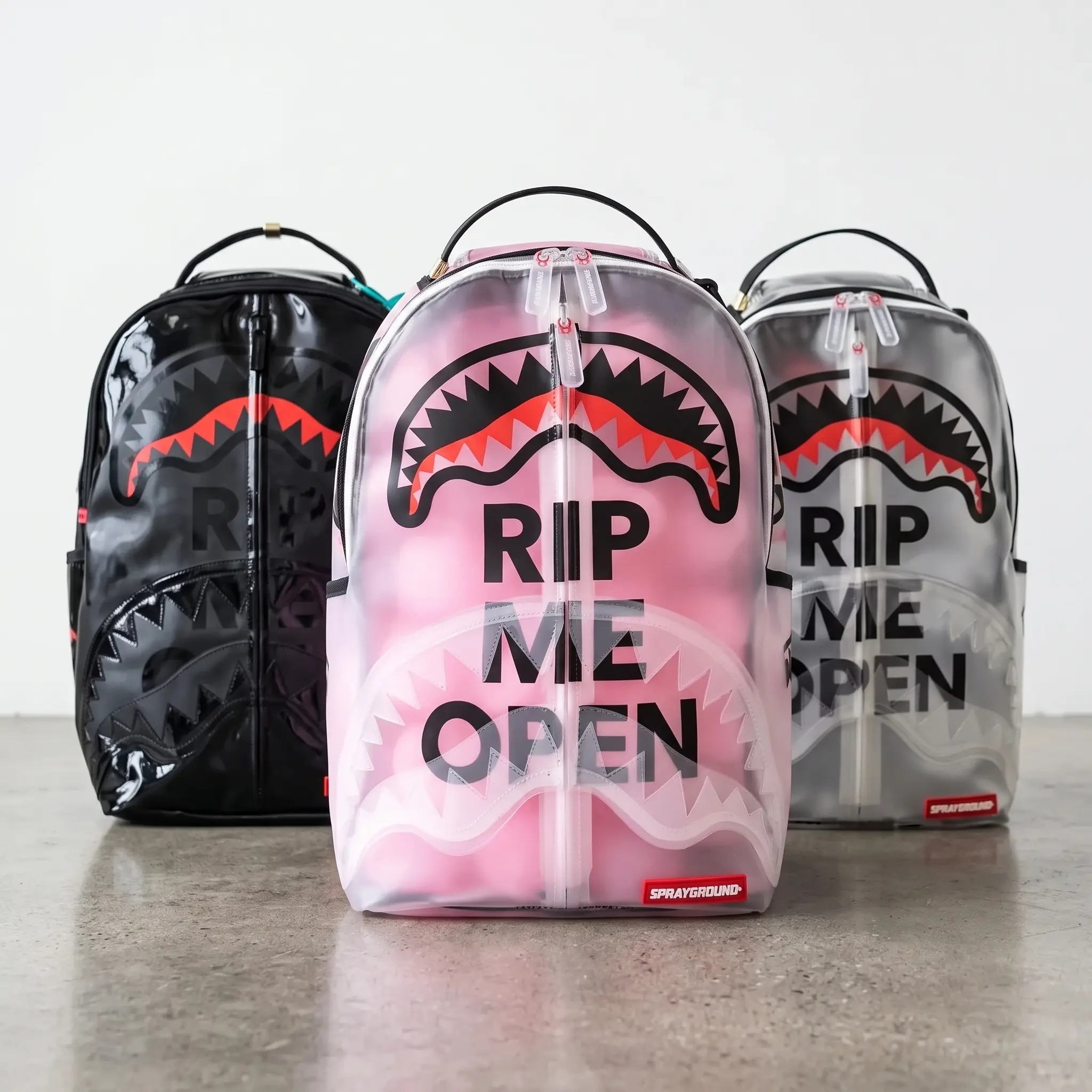 Sprayground Rip Me Open Clear Backpacks, Multiple Colors Available, Transparent Mesh Splicing Stadium Gym Travel Personal Item Bookbag for Boys backpack School bag for women and mens