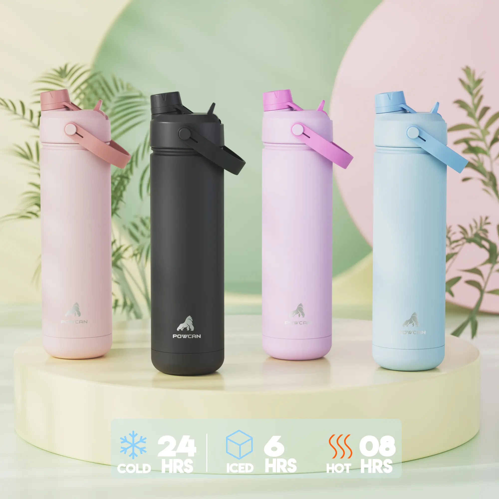 POWCAN 40oz Insulated Vacuum Flask (Glam Printed) - 2-in-1 Straw & Spout Lid, 24h Keep Cold, Leak-Proof BPA-Free Double Wall Stainless Steel Insulated Cup, Heat Resistant, Chug with Spout for Sports Travel, Keep Cold 24H