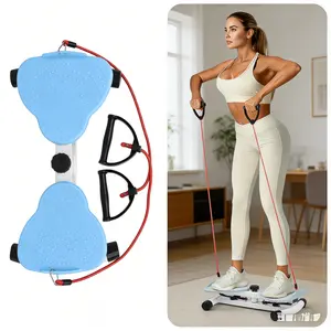 Quiet Home Gym Twisting Stepper,Core Torsion Trainer Waist Twister | Resistance Bands Included | Acupressure Nodes Massage | Compact Exercise Equipment for Home & Office,Party Gifts,Blue