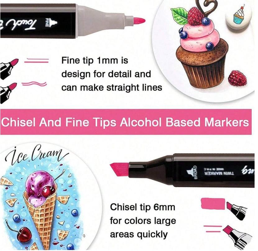 36-168 Colors Alcohol Markers, Dual-Head Design Highlighters, Maker Pens- Professional Permanent Sketch Markers For Adult Coloring Illustrations With Organizing Case