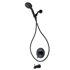 WOWOW Single-Handle 6-Spray Tub and Shower Faucet 1.8 GPM in Matte Black with Valve Included