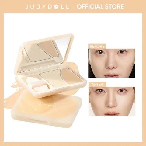 [Any 4 items] JUDYDOLL 2-In-1 Powder-Cream Dual-Color Highlighter & Contour Palette - Highlighter Makeup, Cosmetic for Fair Complexion, Anti-Smudge, Blendable, Long-Lasting, Summer-Ready Single Item