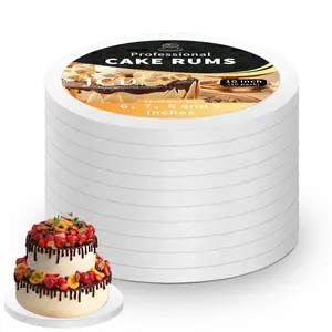 JCD Professional 10 Inch Round Cake Boards - Sturdy 1/2" Thick Drum for Heavy Cakes, Pastry, Display (10 Pack) - Circle Cream Fruit Halloween Smooth Baking Ornaments