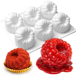 3D Raspberry Silicone Mold for Mousse Cake – 6-Cavity Raspberry Mold for Fruit Pudding, Pastry Baking, Ice Cream, and Cake Decoration Supplies