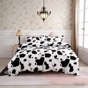 Cow Pattern Print Soft Bedding Set 3 Piece, Includes 1 Duvet Cover + 2 Pillowcases, No Insert Modern Design, Perfect Gift Choice for Bedroom Decor