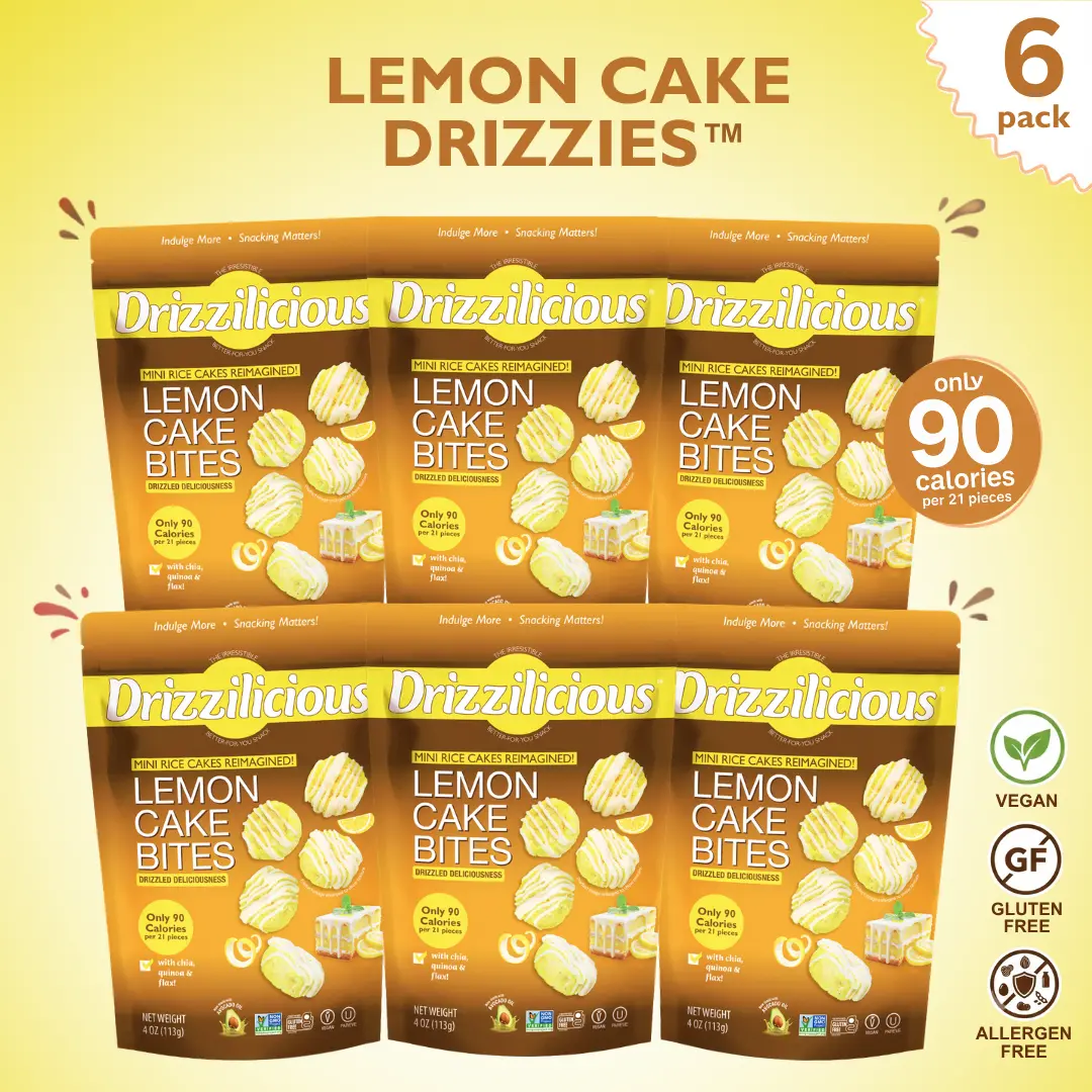 6 Pack - Drizzilicious Lemon Cake Mini Rice Cakes - New Flavor