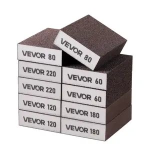 【Father's Day】VEVOR Sanding Sponge, 10 Pcs, 60/80/120/180/220 Grit Assortment(2 Each), Washable and Reusable Sanding Blocks for Dry & Wet Use, Coarse to Fine Sandpaper Blocks, for Drywall Wood Metal Furniture