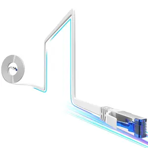 Cat8 Flat Ethernet  50 FT Indoor & Outdoor, Invisable Ultra-Thin Ethernet  High Speed 40Gbps 2000Mhz, Flexible Shielded Internet ,  8 SFTP Network  for Home/Office/Gaming, White