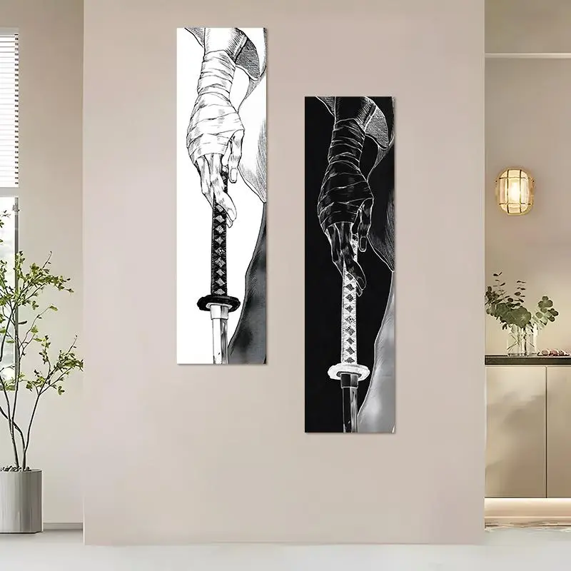 Samurai Sword Pattern Tapestry, 2 Counts/set Modern Hanging Tapestry, Bohemian Tapestry Style, Wall Tapestries Art Decor for Home Living Room Bedroom Dormitory, Boho Decor