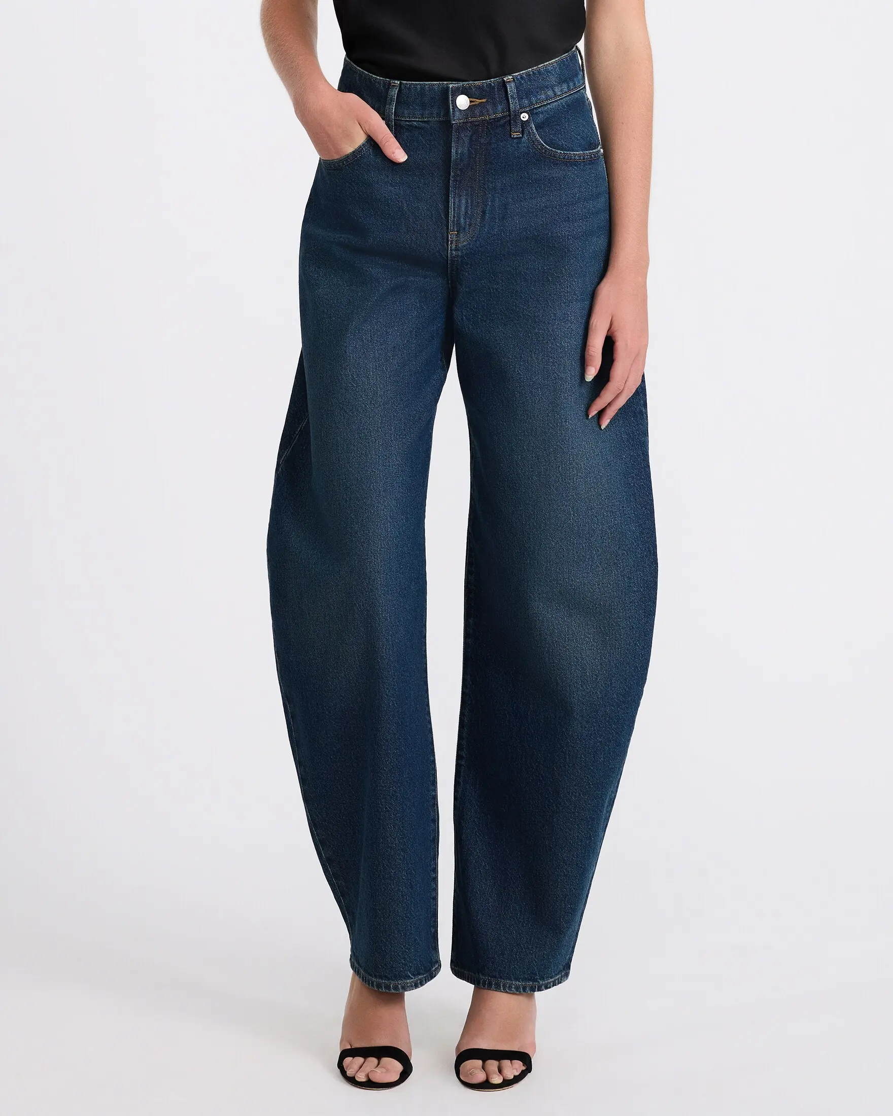 Express High Waisted Barrel Dark Wash Jeans, Jean Pants, Barrel Fit