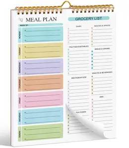 Weekly Meal Planner Notebook 8.5x11”/5.9" x 8.3" , 50 Sheets, Magnetic, Wall-Mountable Menu & Grocery List Notepad