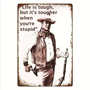 Cowboy Pattern Metal Tin Sign, Waterproof & Dustproof Wall Decor, Wall Art for Home Garden & Patio Decoration