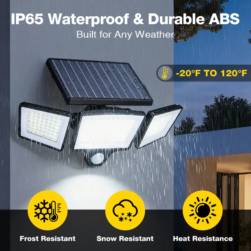 Solar Motion Sensor Outdoor Lights, 216 LED 3-Head Adjustable Security Flood Light with Remote Control, IP65 Waterproof Solar Powered Wall Lamp for Garage, Garden, Yard, Porch & Driveway homedecor