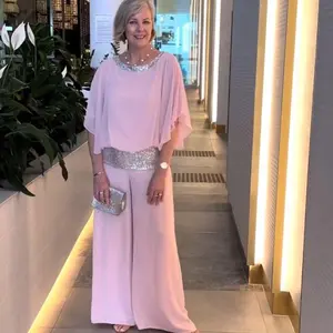 2025 New Suit round Neck Sequins Color Matching Batwing Shirt Wide Leg Pants Suit Women Clothing Clothes Flare Princess Womenswear Basic