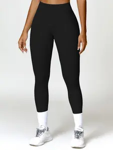 Women's Solid High Waist Sports Leggings, Casual Comfy Breathable Skinny Pants for Yoga Gym Workout Running, Ladies Sportswear for All Seasons