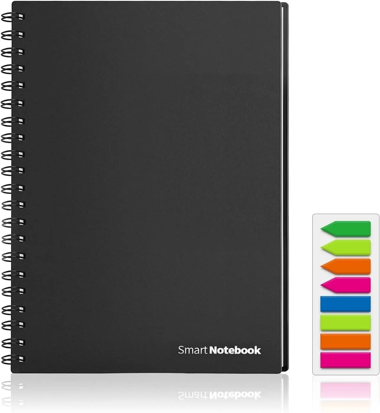 Reusable Smart Notebook - A6, Black, 6 Page Styles, Endlessly Reusable Note Pad, 2 Pen, Self-Stick Notes and Wipe Included (Lined and Dot-Grid Pages)