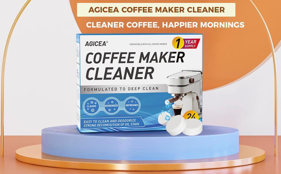 24 Pack Coffee Maker Cleaner Tablets, Universal Descaling Tablets for Keurig, Nespresso, Delonghi, All Coffee Machines, 1 Year Supply