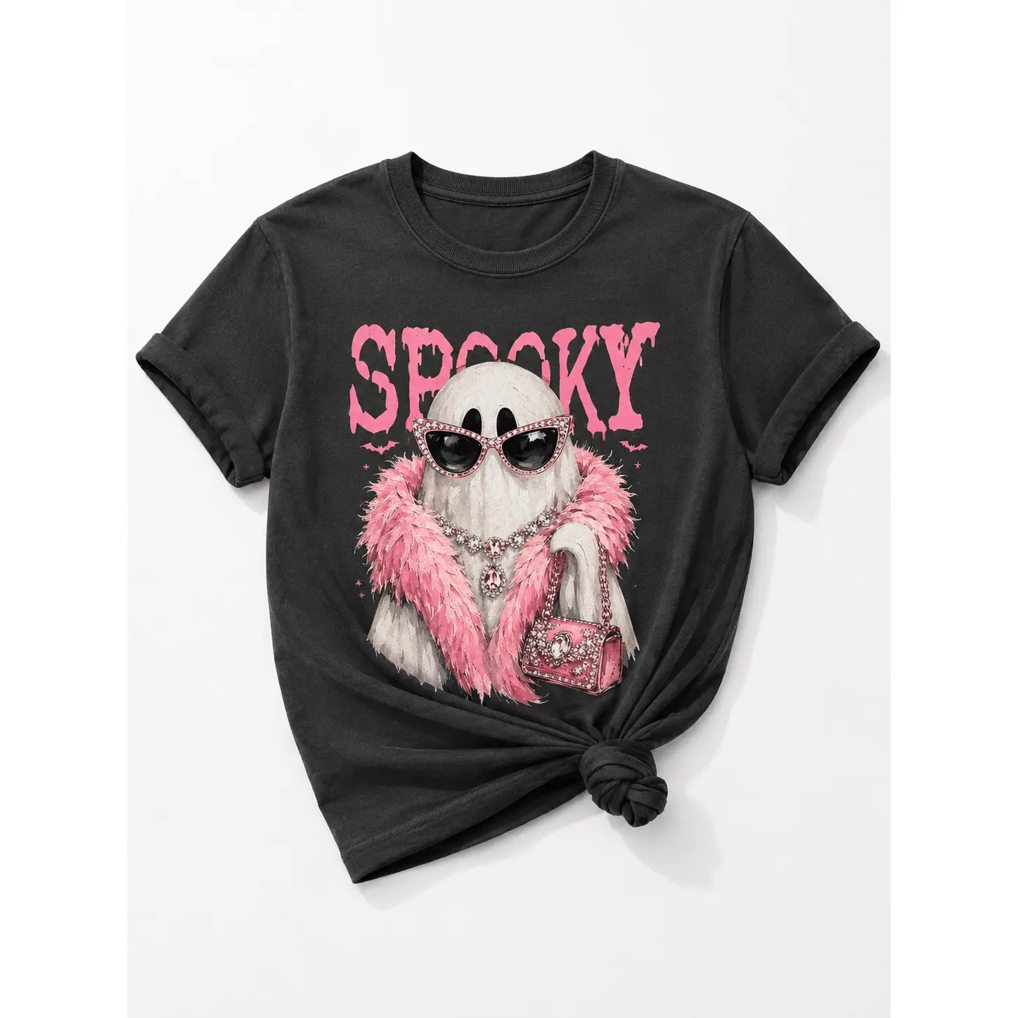 Plus/Reg Short Sleeve Spooky Glam Ghost Halloween Graphic Tee