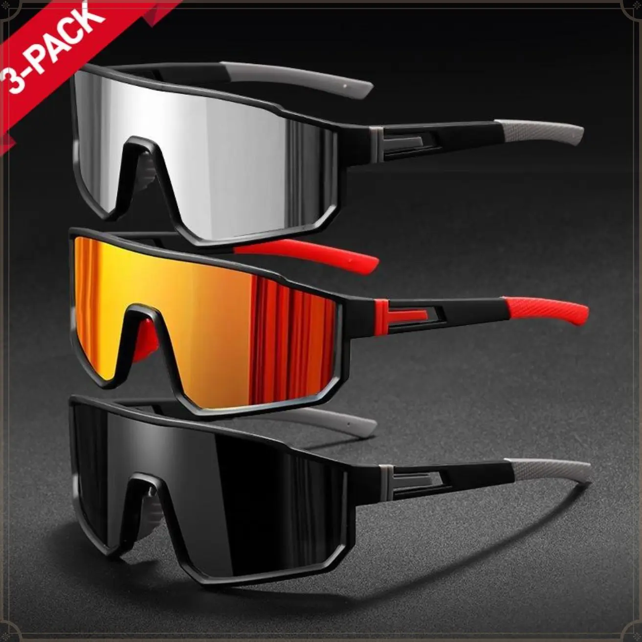 3-Pack Polarized Running Sunglasses for Women Mens Sunglasses UV Protection for Cycling Baseball Fishing