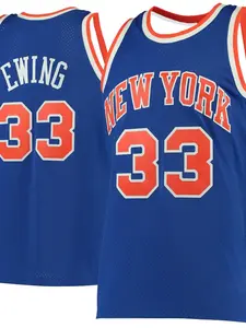 Blue 33 Number Basketball Vest Unisex Breathable Mesh Performance, Essential for Watching Games, Loose-Fitting Long Sleeve Sportswear, Basketball Jersey
