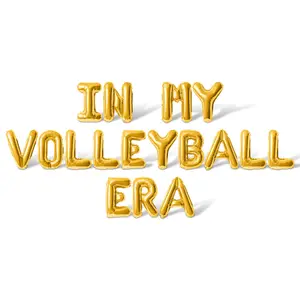Letter Balloons - IN MY VOLLEYBALL ERA 16" Inch Alphabet Letters Foil Mylar Balloon Volleyball Themed Birthday Party Banner