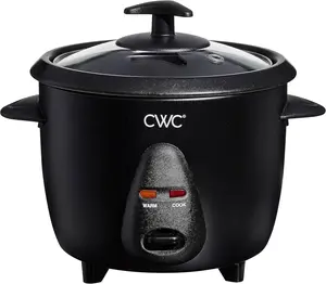 COOK WITH COLOR Electric Rice Cooker - 6-Cup Capacity, 300-W Non-Stick Cooking Pot, Compact Black Kitchen Appliance