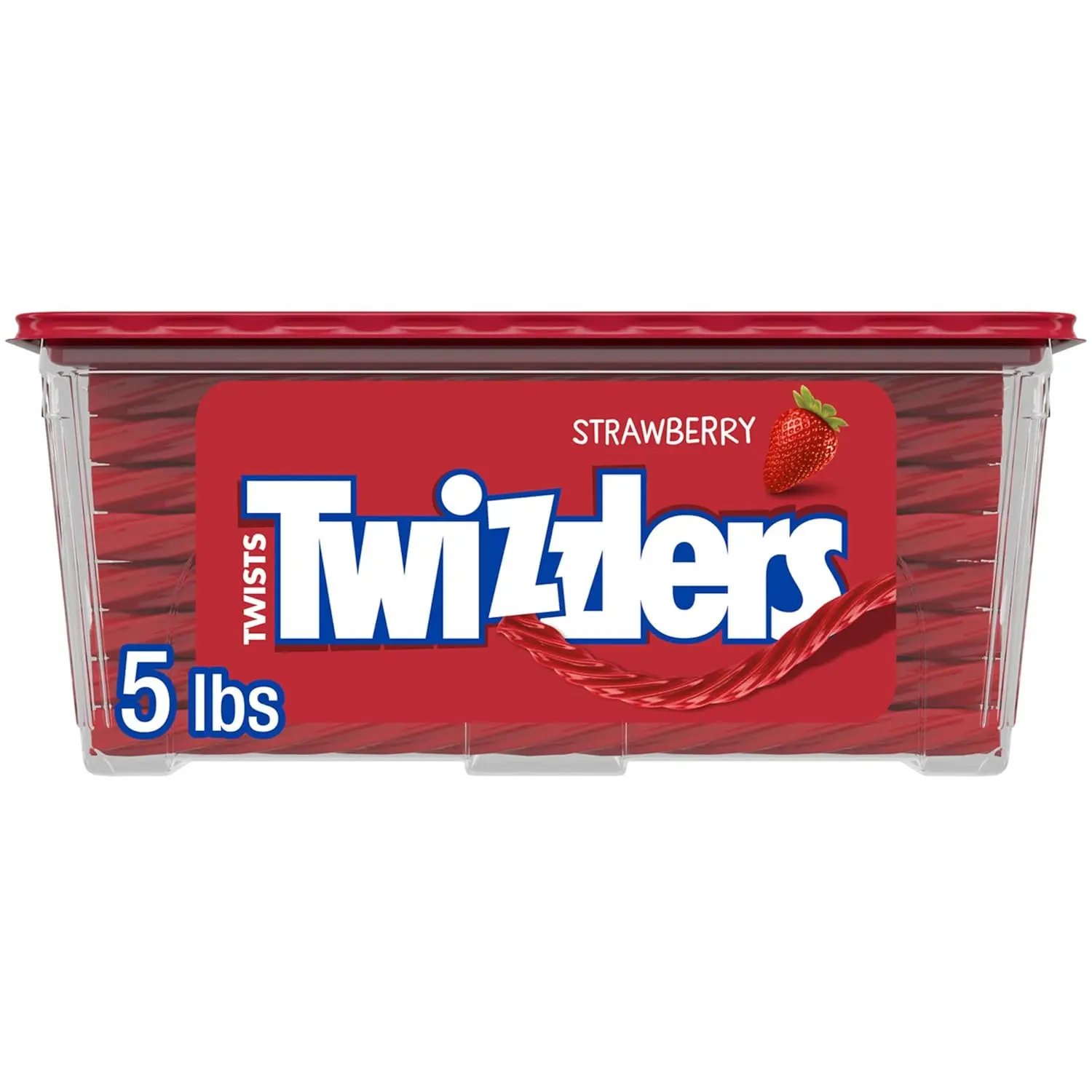 TWIZZLERS Strawberry Flavored Licorice-Style Twists, Chewy Holiday Snack Candy Tub, 5 lb