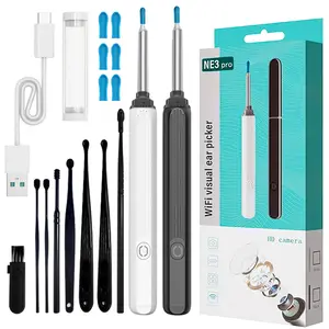 Ear wax Removal Tool with Camera - Portable 360° Wide Angle Ear Cleaner,Waterproof Endoscope Ear Cleaning Tool for iphone and Andriod Phones,Father's Day Mother's Day Gifts Earwax Remover Black