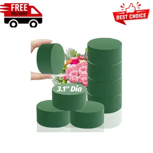 6 Pcs Round Floral Foam Blocks,3 in Green Wet Dry Florist Foam Circles