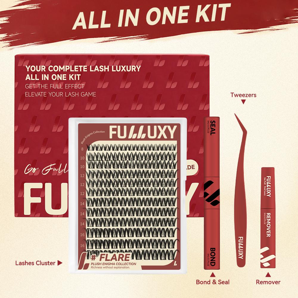 Flare | Fulluxy Plush Enigma Collection DIY False Eyelashes for Bold Dramatic Look Unstoppable You've Been Waiting For | Lashes with Ultra-Dense, Waterproof, Long-Lasting Lashes | Flora Flaunt Aurora Same Style | Beginner-Friendly DIY Lashes