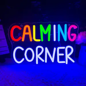 Vibrant Colorful Neon Lights Wall Decor — USB Powered "Calming Corner" Text Light Strip — Ideal for Cafés and Home Room Decoration