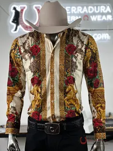 Men's Cream Rosas Pedreria Shirt, Style 3SPR418