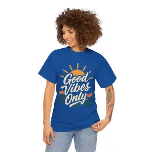 Good Vibes Only Unisex Heavy Cotton Tee | Positive Energy Shirt, Casual Wear, Gift for Friends, Summer Outfits, Relaxed Style