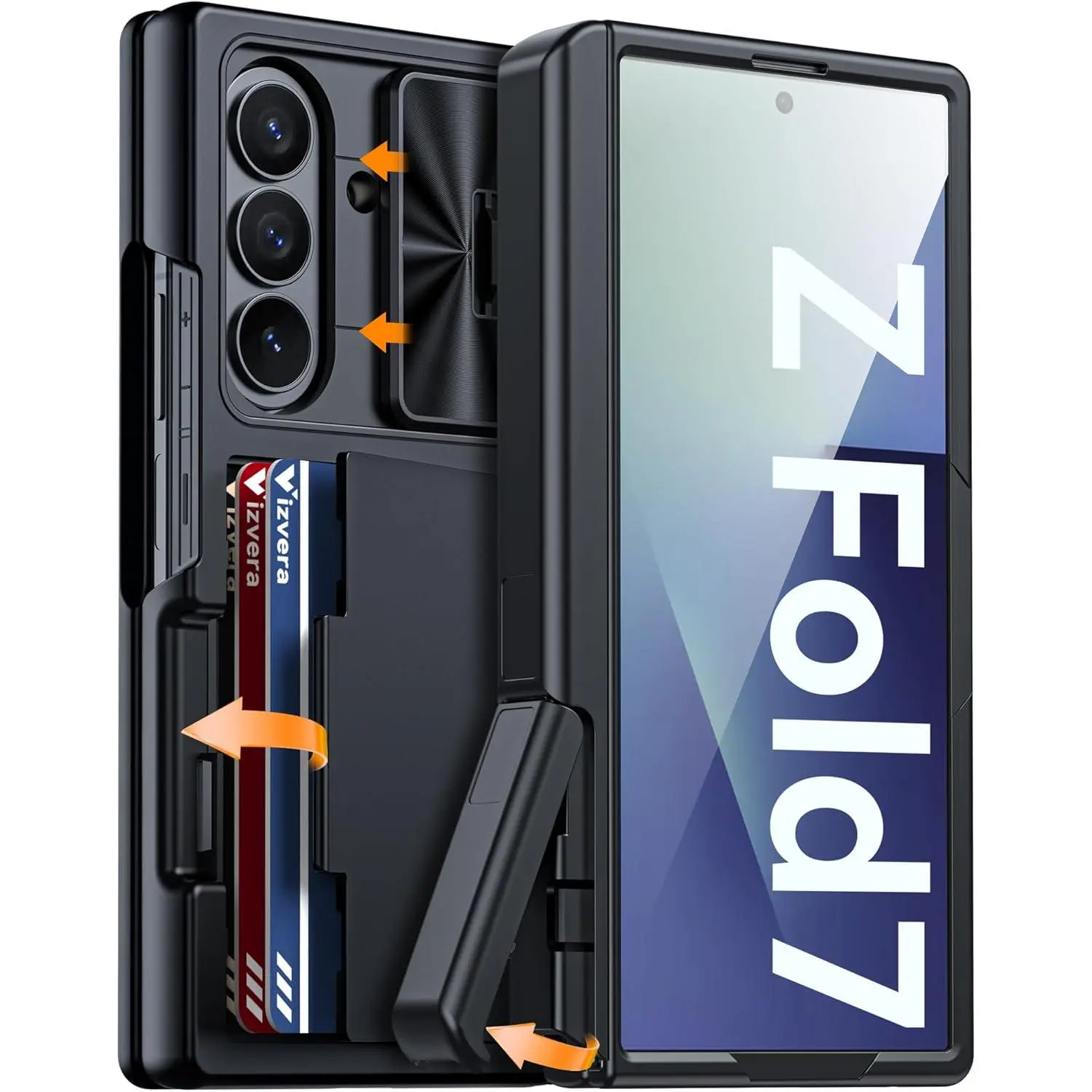 oupeigar RFID Wallet Smartphone Case with Card Holder, Kickstand, Camera Cover for Samsung Galaxy Z Fold 7 2025 - Shockproof Silicone Cellphone Casing, Handheld Electronics Accessories (Lake Blue),summerwins summerwins