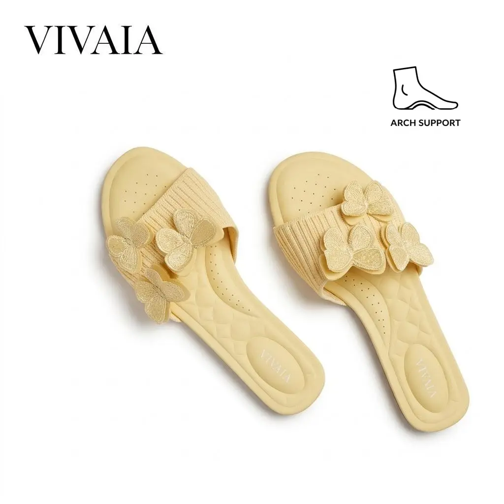 VIVAIA Women's Arch Support Miami Round-Toe Slippers - Wide Fit Friendly, Cushioned, Anti-Slip Sole, Arches Fashion, Cloud Slide, Comfy Cute, Cute Girly Slippers for Vacations, Parties, Arches Women's Fashion Slippers (Cleo) summer outfits