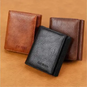 Premium Men's Trifold Wallet, RFID Blocking PU Leather with Dual ID Windows for Daily & Business Use