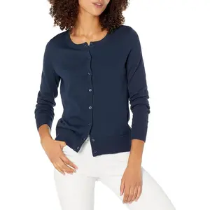 Women's Lightweight Crewneck Cardigan Sweater (Available in Plus Size)