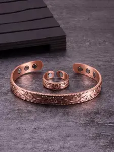 Unisex Copper Magnetic Bracelet Ring Set, Bracelet Jewelry Sets, Vintage Simple Design, Suitable for Daily Wear, Men Women Jewelry Accessories, Unisex Appeal