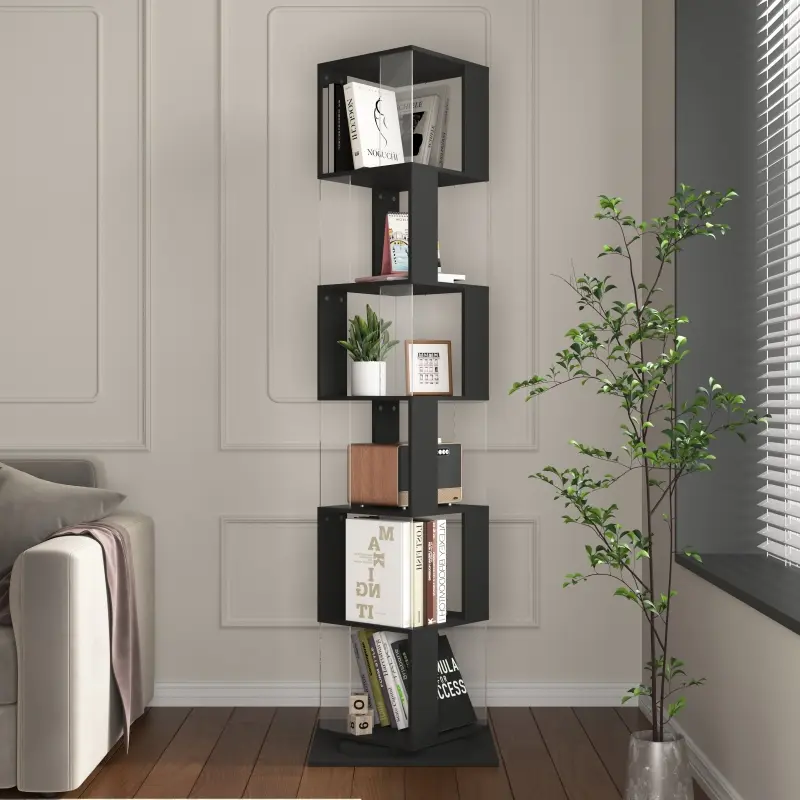 Bellemave 6-Tier 360-Degree Rotating Bookshelf - Elegant Modern Furniture, Stable Anti-Tip Base, Large Capacity, Space-Saving Multi-Function Indoor Shelf for Living Room