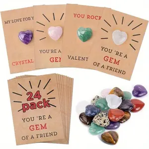 48pcs Heart Card Set, Valentine's Day Gift Crystal Heart Cards, Boy Girl Classroom School Party Gifts Exchange