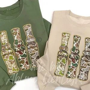 Duck Call Hunting Sequins Patch Sweatshirt Pullover Womenswear