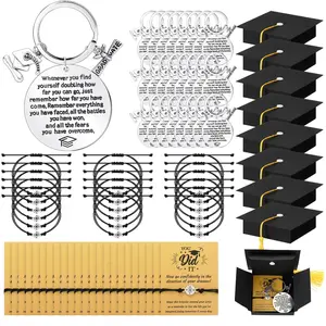 24 Sets Graduation Gifts Cap Box with Bracelets Quote Keychain Class of 2026 High School College Graduation Gift for Her Him for 5th 8th Grade Teen Middle School Senior Student