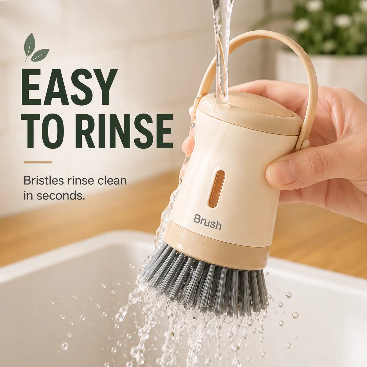 Refillable Soap Dispensing Dish Brush, Press-to-Release Kitchen Scrub Brush for Pots and Pans