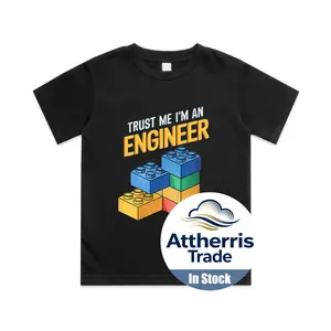 I'm an Engineer Kids Brick Builder Bricks Building Blocks Cotton T-shirt, Graphic Print Round Neck Short Sleeve Casual Tee for Boys Girls