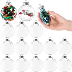 15 Pack Ornament Discs, 3.15 Inch Clear Plastic Fillable Ornament Ball for DIY Craft Projects, Christmas, Wedding, Party,  Decor