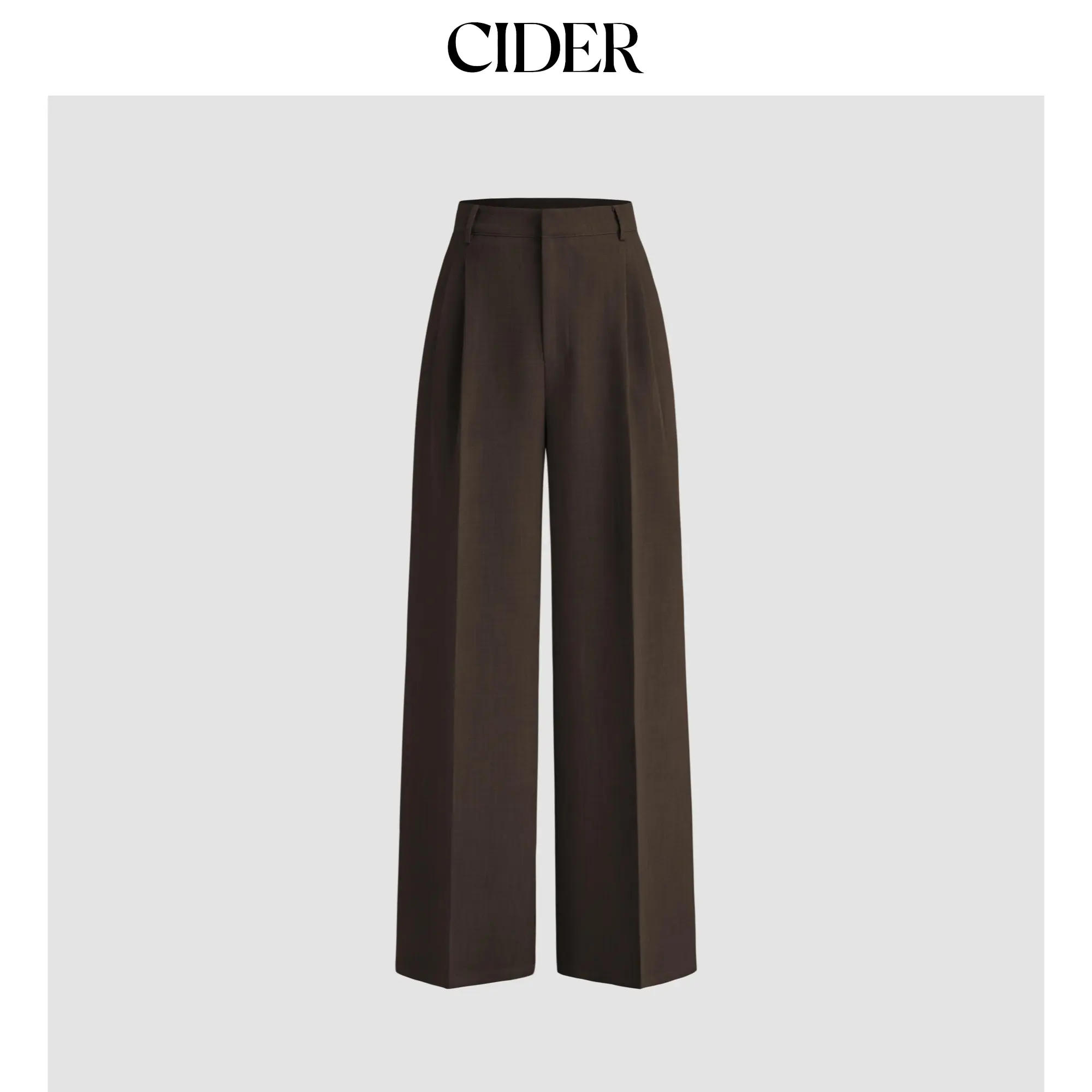 Cider Women's Pleated Mid Rise Loose Fit Wide Leg Pants for Business Casual Wear with Elastane