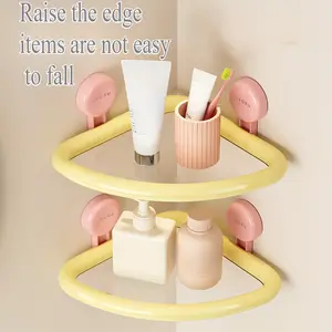 Space-Saving Suction Cup Triangle Bathroom Rack Wall-Mounted, No Drilling Required, Drainable Storage Rack for Shampoo, Body Wash, Hand Soap Etc. Small Bathroom Organizer