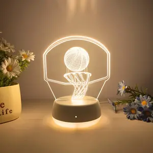 Modern Creative Basketball Hoop 3D Night Light, LED Uniform Lighting, Switch Control, Ideal for Bedroom & Living Room Decor Gift Idea, Led Neon Lights