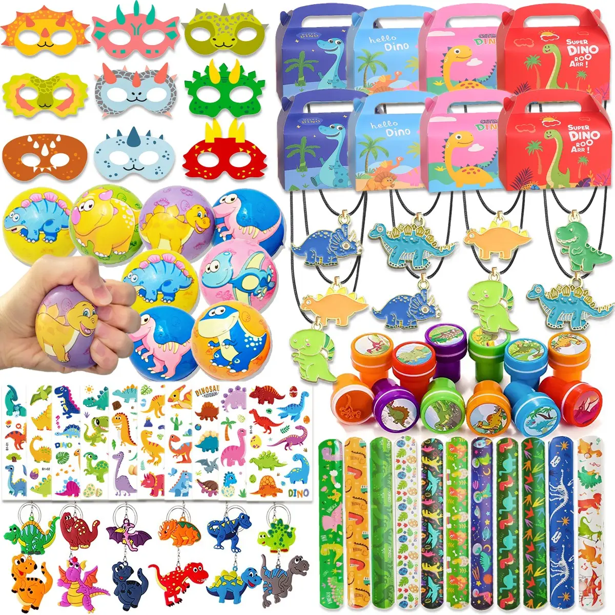 94Pcs Dinosaur Party Favor Gifts, Party Favors Assortment, Dinosaur Birthday Party Decorations, Dinosaur Supplie for Kids Toys School Classroom Student Prizes, Treasure Box Pinata Goodie Bag Stuffers, Party Supplies, Party Favor Packs